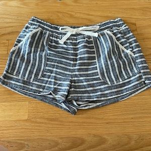 cotton blue and white striped shorts
